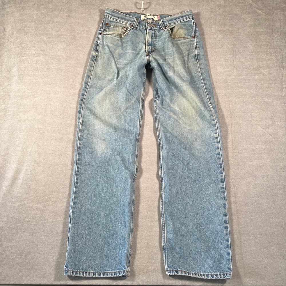 Y2K Levi's 550 Relaxed Fit Mid Rise Tapered Leg Jeans Mens 32x34 Light Wash Blue